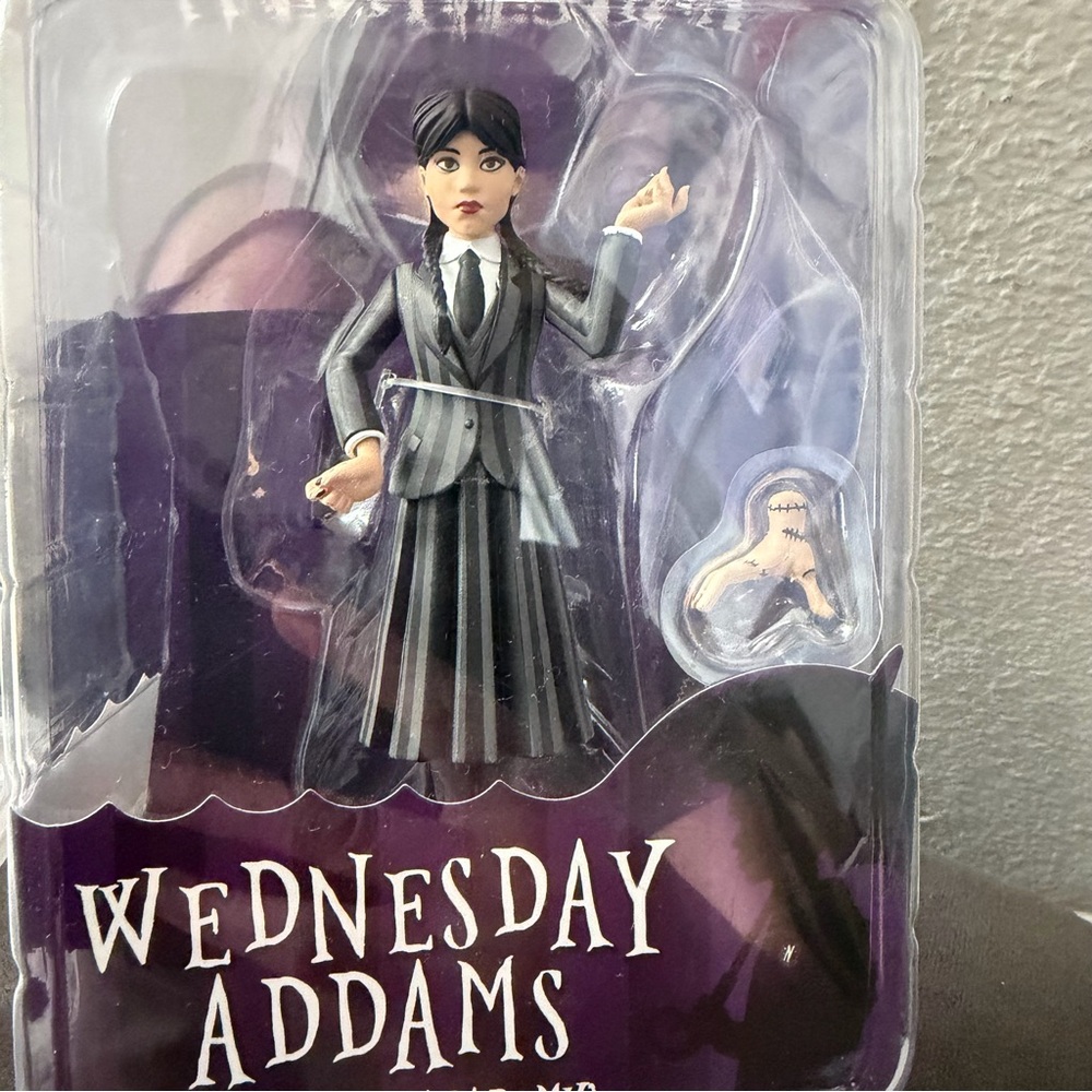 NIB Toony Terrors Wednesday Addams in Nevermore uniform + Thing series 6" tall - Picture 2 of 4